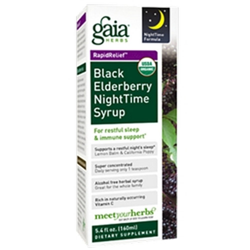 Black Elderberry NightTime Syrup 5.4oz by Gaia Herbs-Professional Solutions