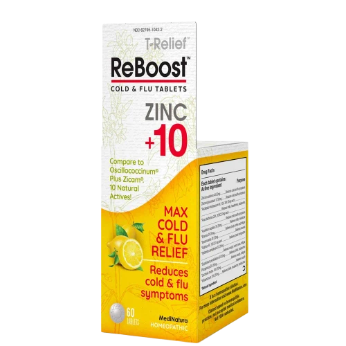 ReBoost Cold & Flu Tablets Zinc +10 60t Lemon by MediNatura
