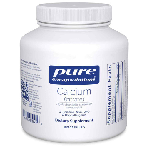 Calcium (citrate) by Pure Encapsulations - bioavailable calcium for bone health