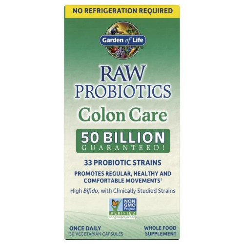 Raw Probiotics Colon Care Shelf-Stable 30 Capsules by Garden of Life