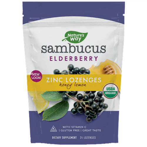 Sambucus Zinc Honey Lemon 24 Lozenges by Natures Way