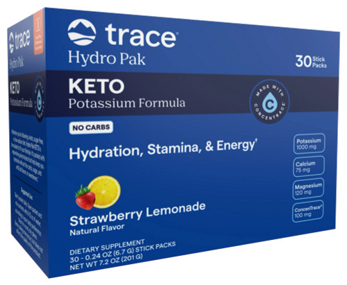 Hydro Pak Keto Potassium Formula Stick Packs, Strawberry Lemonade 30pack by Trace Minerals Research