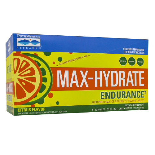Max Hydration - Endurance Effervescent Citrus 8 tubes by Trace Minerals Research