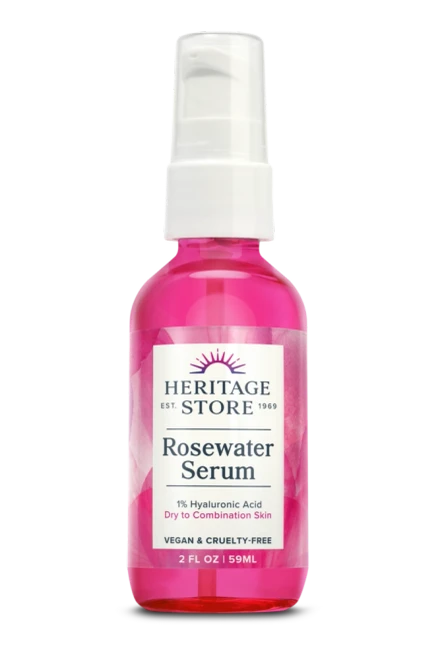 Rosewater Serum with 1% HA 2oz Drops by Heritage Products