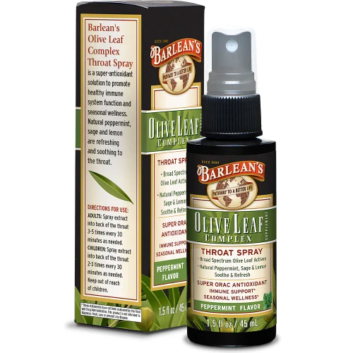 Olive Leaf Complex Throat Spray Peppermint 45ml by Barlean's Organic Oils