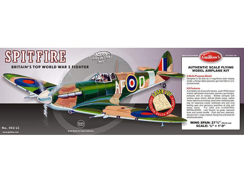 Kit Maquette Avion RC Spitfire WWII En Balsa à Monter - Vintage, Non Assemblé, électrique