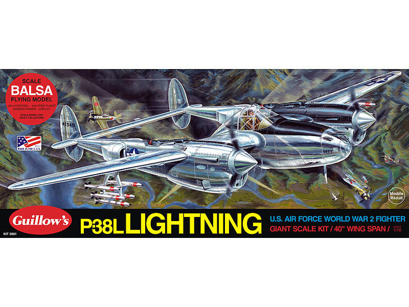 Guillow 1/16 Lockheed P-38L Lightning Balsa Model Kit - Wonderland