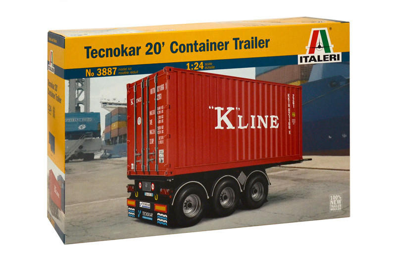Italeri 1/24 20フィート コンテナトレーラー Italeri 1/24 Teknocar 20' Container Trailer - Wonderland Models