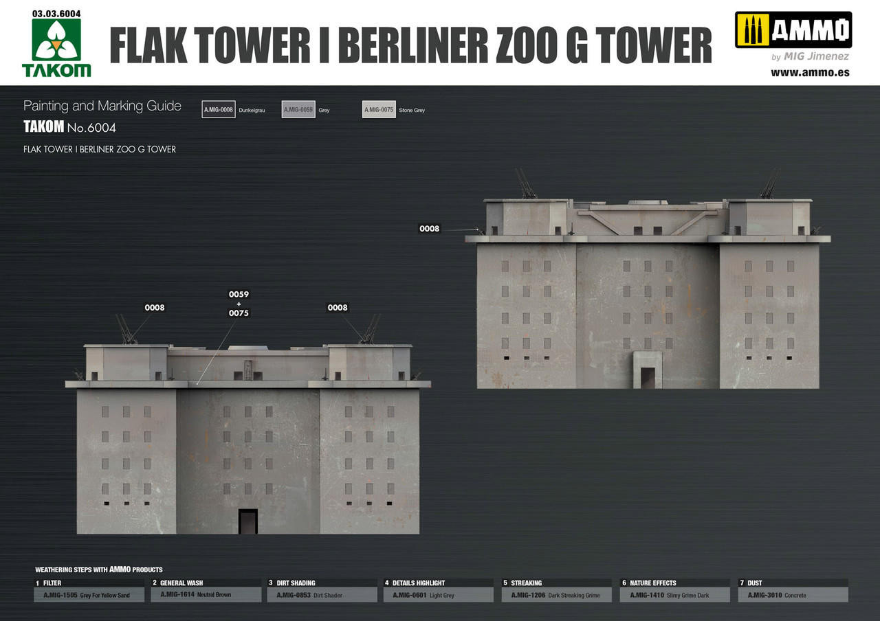 Takom 1/350 Flak Tower I Berliner Zoo G Tower Model Kit