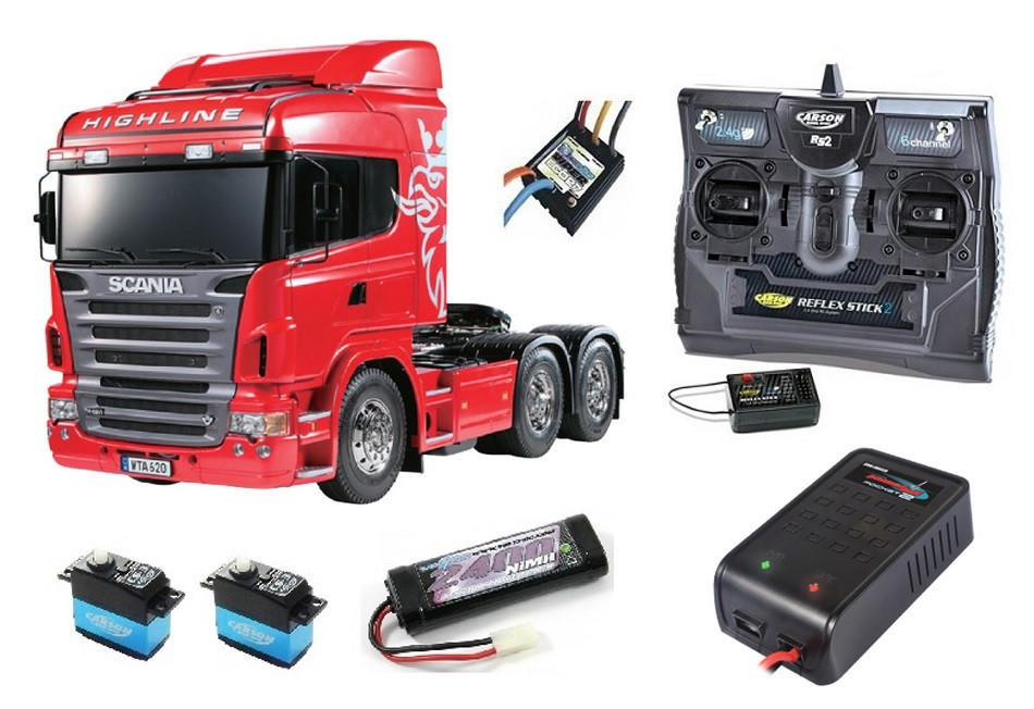 Tamiya 1/14 RC Scania R620 6X4 Highline Truck Super Package Deal
