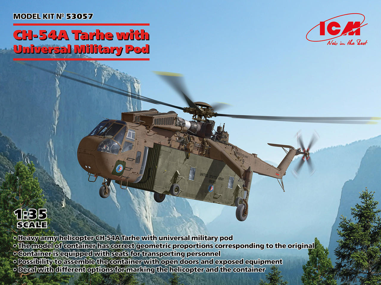 ICM 1/35 Sikorsky CH-54A Tarhe with universal military pod US heavy  helicopter 1:35 ICM 53057 - movementgroup.de