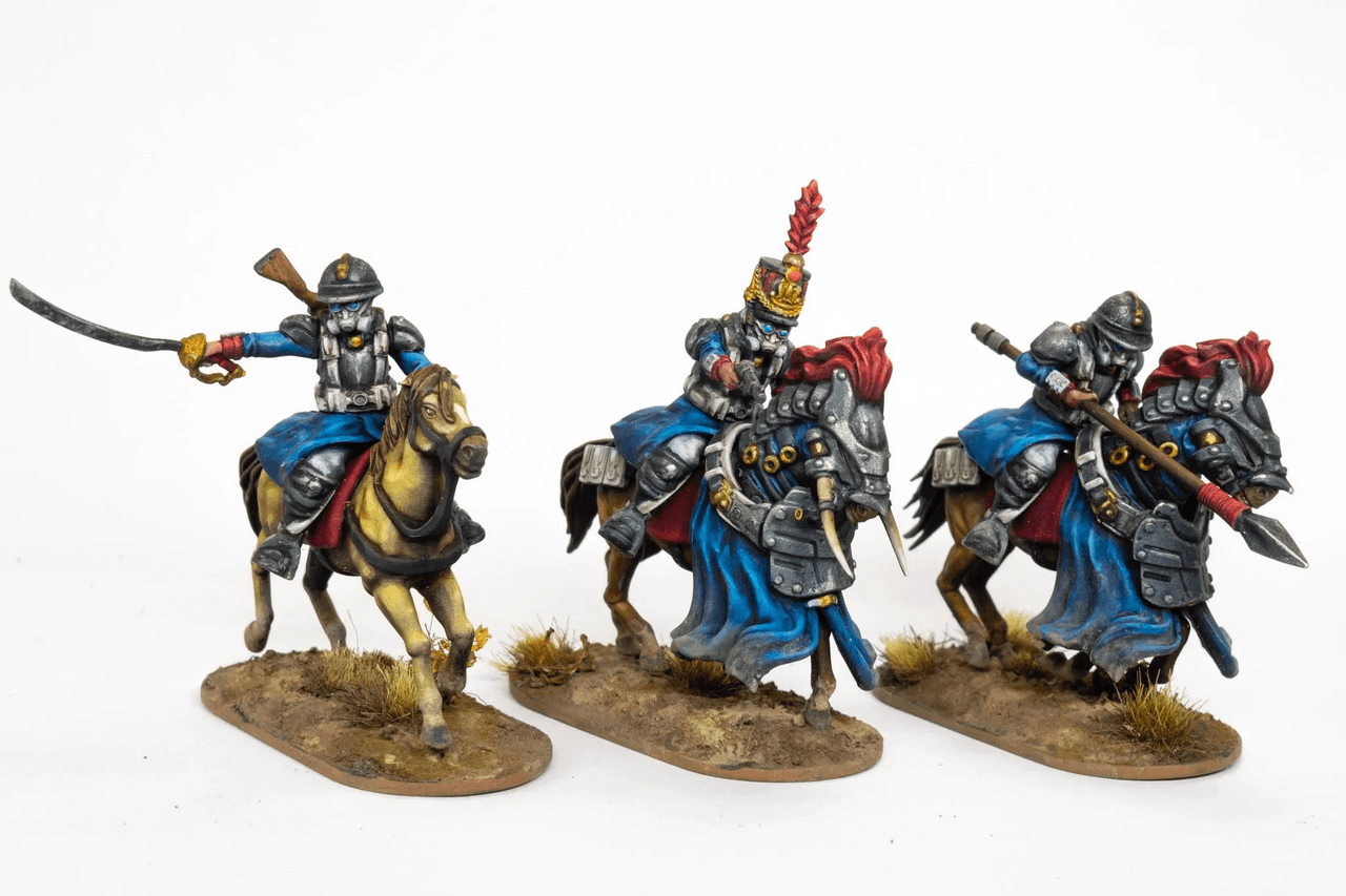 Wargames Atlantic Death Fields - The Grognards Cavalry Figure (9 Figures) - 28mm Rigid Plastic (High Impact Polystyrene) - Made in USA, Grey