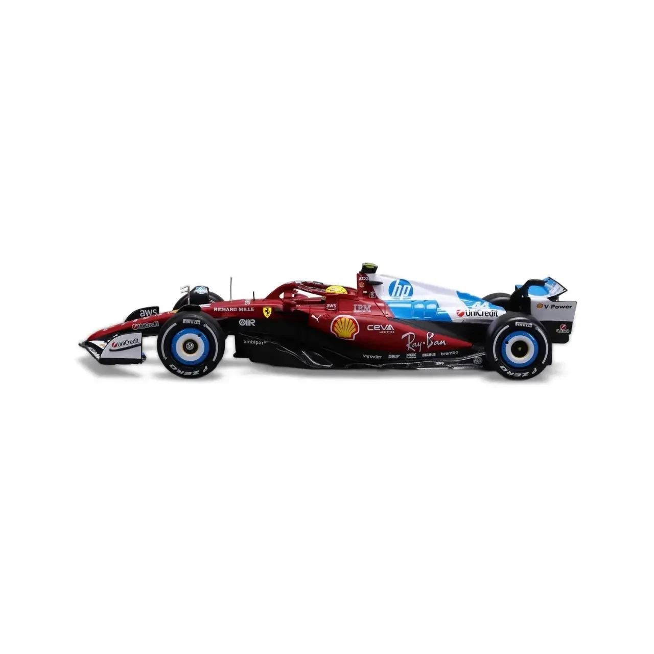 Burago 1/24 F1 Ferrari SF-25 Miami GP 2025 with Driver Helmet