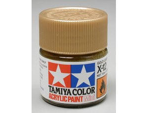  Tamiya Mini X-12 Metallic Gold Leaf 10ml Acrylic Paint 