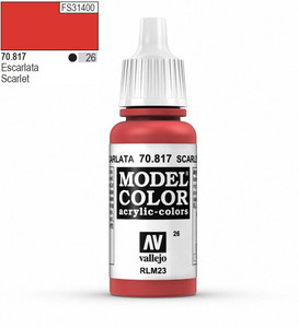 Vallejo Model Color 817 17ml Scarlet Matt Acrylic   Vallejo Model Color 817 17ml Scarlet Matt Acrylic