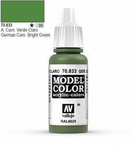Vallejo Model Color 833 17ml German Bright Green Matt Acrylic Vallejo Model Color 833 17ml German Bright Green Matt Acrylic