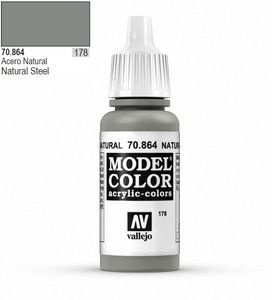 Vallejo Model Color 864 17ml Natural Steel Metallic Acrylic Vallejo Model Color 864 17ml Natural Steel Metallic Acrylic