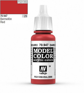 Vallejo Model Color 947 17ml Dark Vermilion Matt Acrylic Paint   Vallejo Model Color 947 17ml Dark Vermilion Matt Acrylic Paint