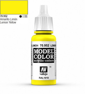 Vallejo Model Color 952 17ml Lemon Yellow Matt Acrylic   Vallejo Model Color 952 17ml Lemon Yellow Matt Acrylic