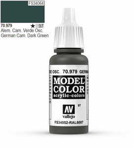Vallejo Model Color 979 17ml German Dark Green Matt Acrylic   Vallejo Model Color 979 17ml German Dark Green Matt Acrylic