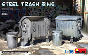MiniArt 1/35 Steel Trash Bins Model Kit   MiniArt 1/35 Steel Trash Bins Model Kit