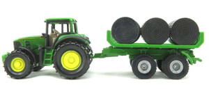  Siku 1/87 John Deere 7530 with Bale Trailer 