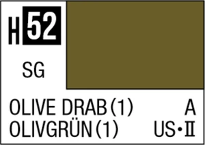  Mr Hobby Aqueous Hobby Colour 10ml 052 Olive Drab Semi Gloss Acrylic Paint 