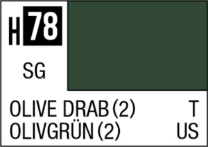 Mr Hobby Aqueous Hobby Colour 10ml 078 Olive Drab 2 Semi Gloss Acrylic Paint   Mr Hobby Aqueous Hobby Colour 10ml 078 Olive Drab 2 Semi Gloss Acrylic Paint