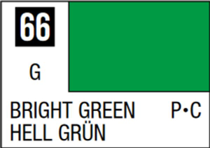  Mr Hobby Mr Colour 10ml 066 Bright Green Gloss Acrylic Paint 