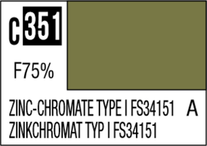  Mr Hobby Mr Colour 10ml 351 Zinc-Chromate Type FS34151 Semi Gloss Acrylic Paint 