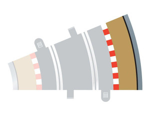 Scalextric Radius 2 Curve Outer Borders 22.5° x 4   Scalextric Radius 2 Curve Outer Borders 22.5° x 4