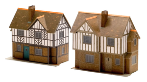 Superquick 1/76 Two Elizabethan Cottages Card Building Kit Superquick 1/76 Two Elizabethan Cottages Card Building Kit