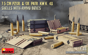  MiniArt 1/35 7.5 cm PzGr. & Gr. KwK 40 Shells with Ammo Boxes 
