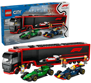 Lego City Formula 1 Truck with Red Bull RB20 and Aston Martin AMR24 Race Cars Lego City Formula 1 Truck with Red Bull RB20 and Aston Martin AMR24 Race Cars