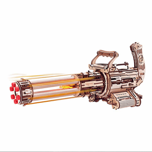  Rokr Rotating-Barrel Toy Minigun Mechanical 3D Wooden Kit 