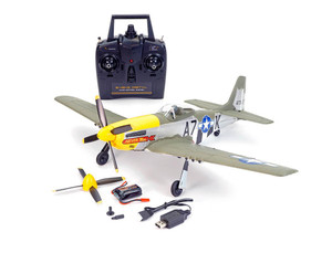  Volantex P-51D Mustang, Green, 4CH, 500MM, Brushless With Gyro, RTF RC Plane 