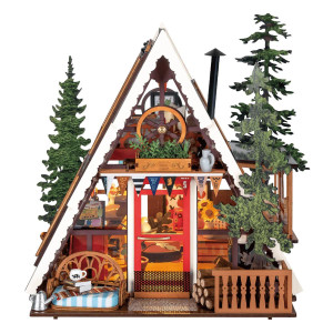  Rolife Miniature House A-Frame Cabin Diorama Kit 