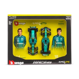 Burago 1/43 F1 Aston Martin AMR25 2025 Driver Two Pack - Fernando Alonso and Lance Stroll