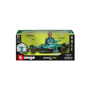  Burago 1/24 F1 Aston Martin AMR25 2025 with Driver Figure - Fernando Alonso Diecast Model 