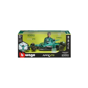  Burago 1/24 F1 Aston Martin AMR25 2025 with Driver Figure - Lance Stroll Diecast Model 
