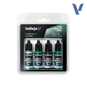  Vallejo True Metallic Metal TMM Paint Set - Beetle Green 
