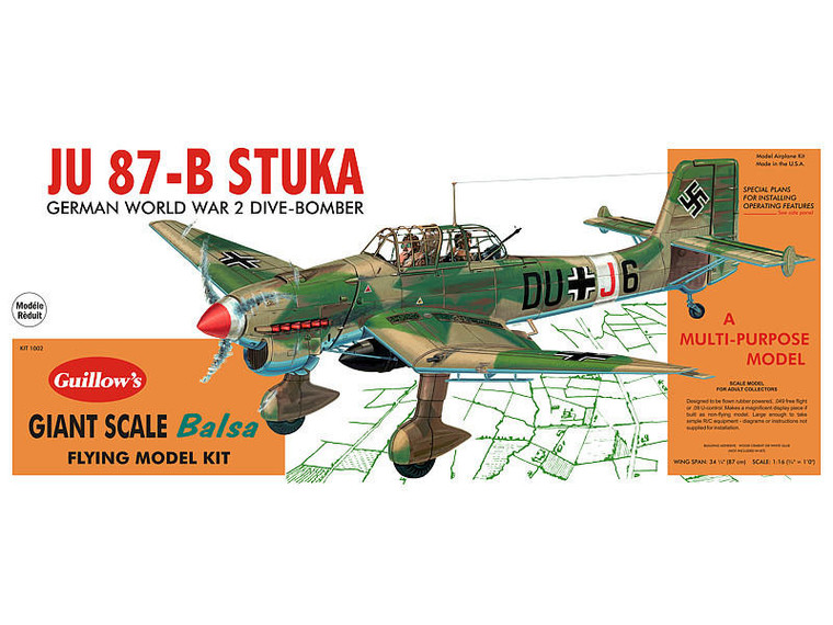  Guillow 1/16 Junkers Ju-87 Stuka Balsa Model Kit 