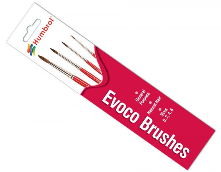  Humbrol Brush Pack Evoco Natural Hair Paint Brushes 