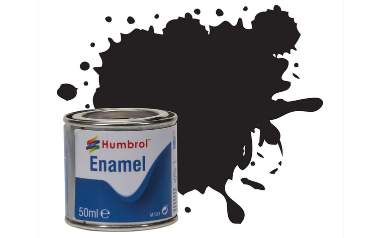  Humbrol 21 50ml Enamel Gloss Black Paint Tinlet 