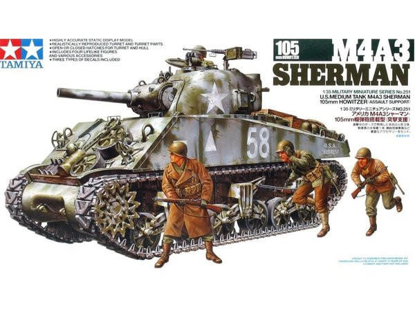  Tamiya 1/35 M4A3 Sherman with 105mm Howitzer 