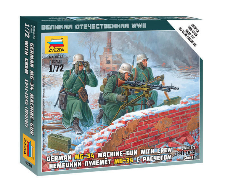  Zvezda 1/72 German MG34 with Crew in Winter Uniform 