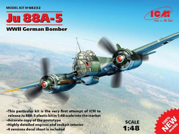 Icm ICM 1/48 German Junkers Ju 88A-5 Bomber Model Kit 