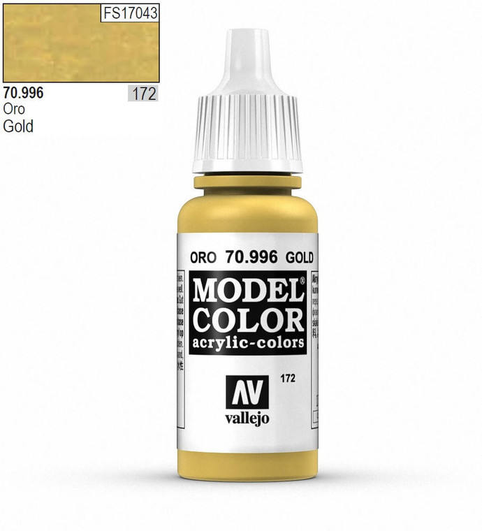  Vallejo Model Color 996 17ml Gold Metallic Acrylic Paint 