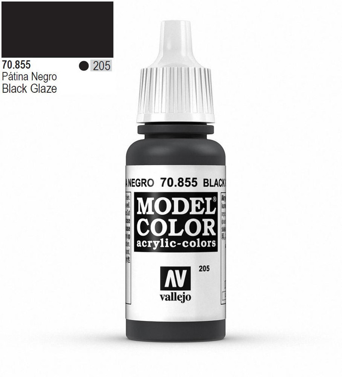  Vallejo Model Color 855 17ml Black Glaze Transparent Acrylic 