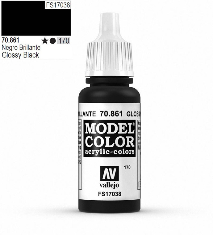  Vallejo Model Color 861 17ml Black Gloss Acrylic Paint 